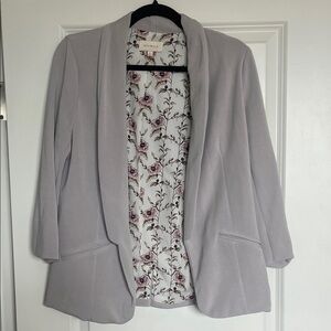 Skies Are Blue Gray/Blue Blazer with Floral Interior